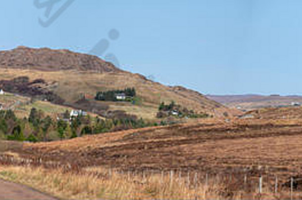 全景图像孤独的骑自行车的人洞同样便便生活西海岸苏格兰