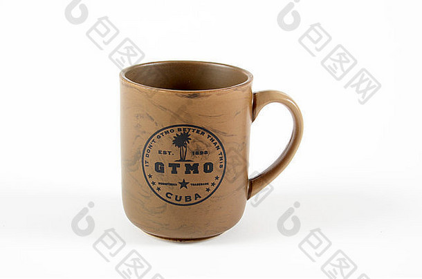 格特莫记忆关塔纳摩监狱湾古巴咖啡杯子棕色（的）