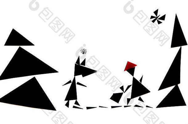 摘要插图红色的骑罩故事黑色的红色的三角形白色背景