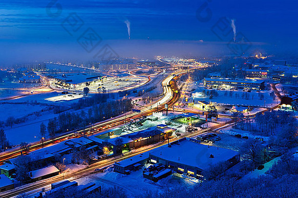 高角视图冬天hisingen哥德堡瑞典欧洲