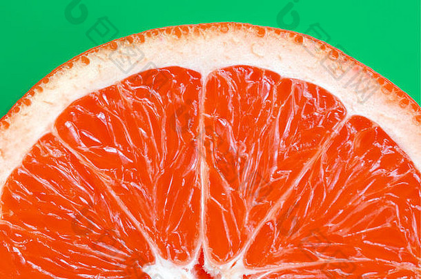 前视图<strong>葡萄柚</strong>片明亮的背景绿色颜色饱和柑橘类纹理图像