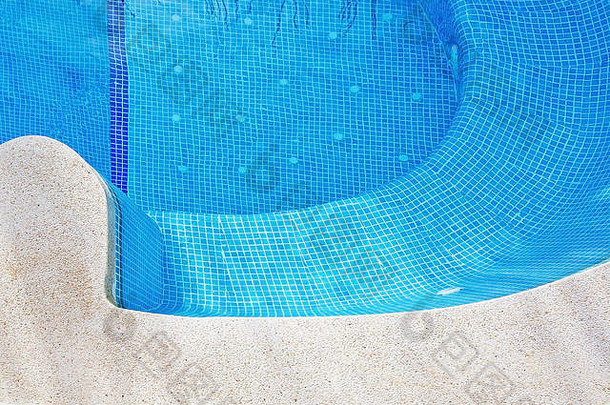 游泳池背景混凝土石头蓝色的瓷砖曲线