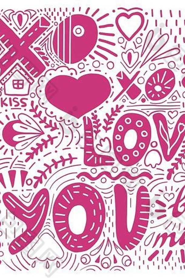 情人节一天爱心粗略的笔记本涂鸦设计