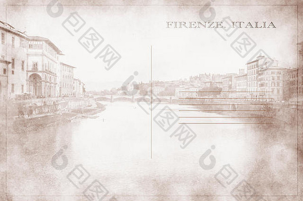 明信片照片视图亚诺河河通过弗洛伦斯