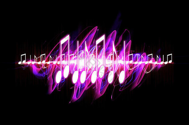 色彩斑斓的视觉霓虹灯声波插图音乐的笔记