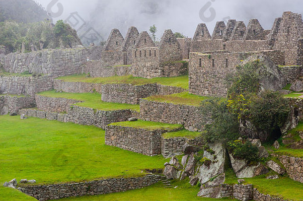 废墟“马丘比丘比丘古老的还失去了城市安第斯山脉自然雾秘鲁南美国人