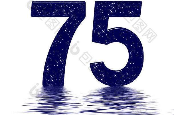 数字<strong>七</strong>十年明星天空纹理模仿反映了水表面孤立的白色渲染