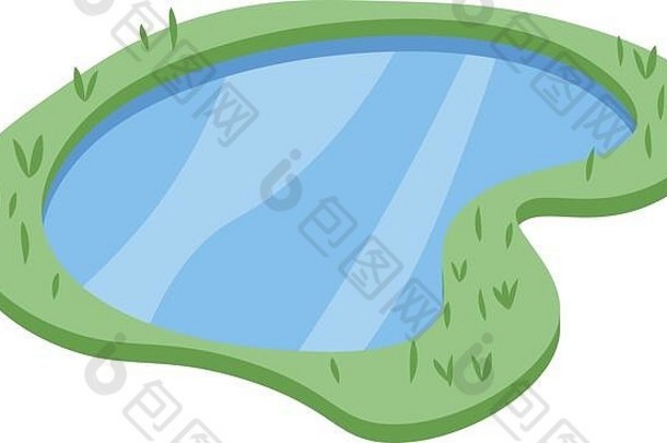 自然湖图标等角风格