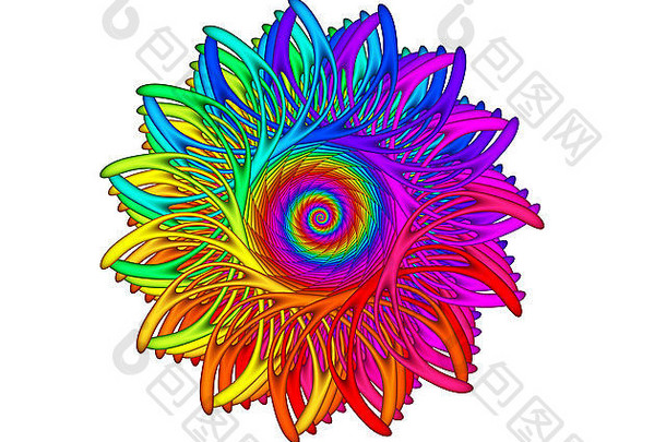 美丽的彩虹迷幻螺旋呼吸描记器主题设计元素