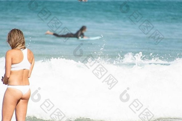 邦迪海滩女孩surfist