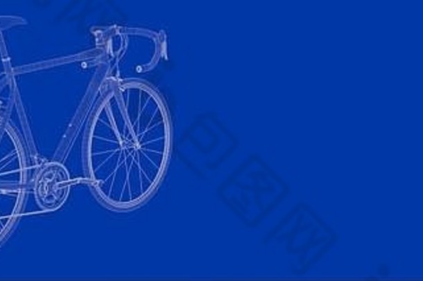 呈现自行车蓝色的背景蓝图