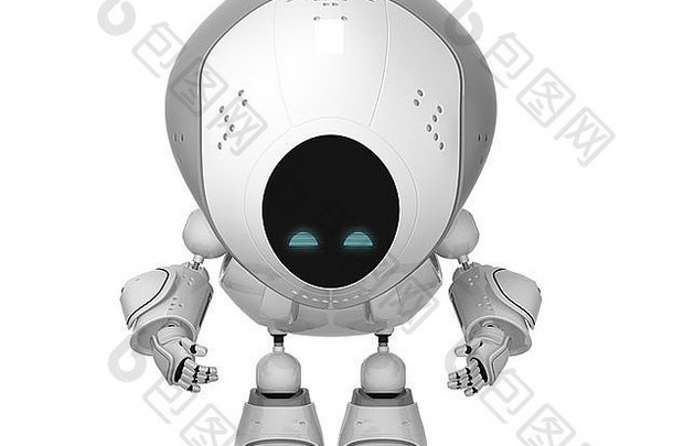 灰白色时尚的机器人现代Cyborg孤立的白色