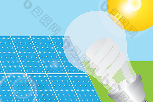 太阳能面板能源储蓄光灯泡动力太阳插图