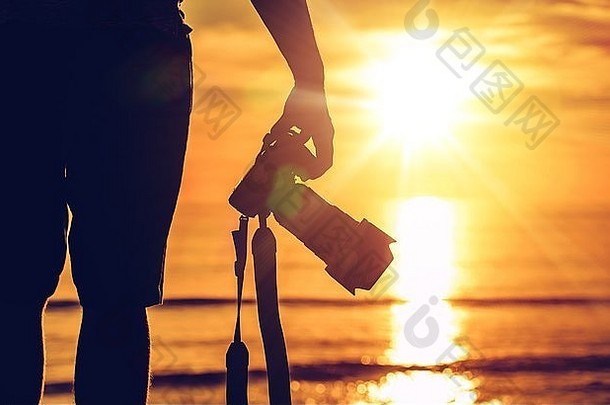 日落摄影摄影师准备好了日落图片海滩专业旅行摄影作品