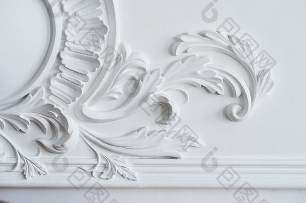 白色墙成型几何形状消失点奢侈品白色墙设计浅浮雕粉刷模具罗科科元素