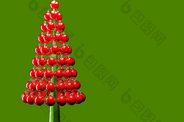 圣诞节树光滑的红色的装饰物球渲染红色的