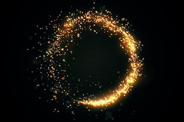 金闪闪发光的圆闪闪发光的光圣诞节黄金粒子环