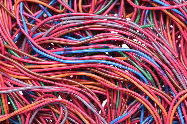 特写镜头彩色的电缆电线
