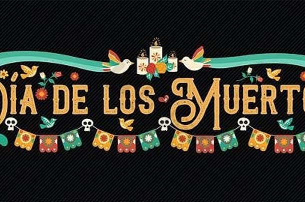 一天死问候卡插图西班牙语语言传统的墨西哥文化假期庆祝活动糖头骨墨西哥德科拉