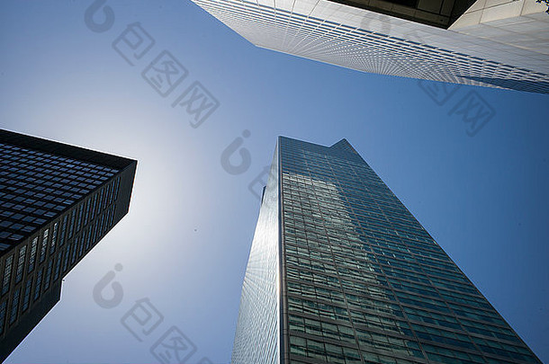 低角视图摩天大楼曼哈顿纽约城市纽约状态美国