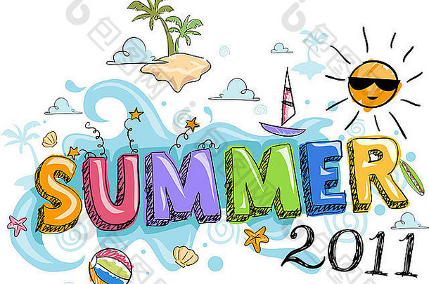 插图summer-themed涂鸦