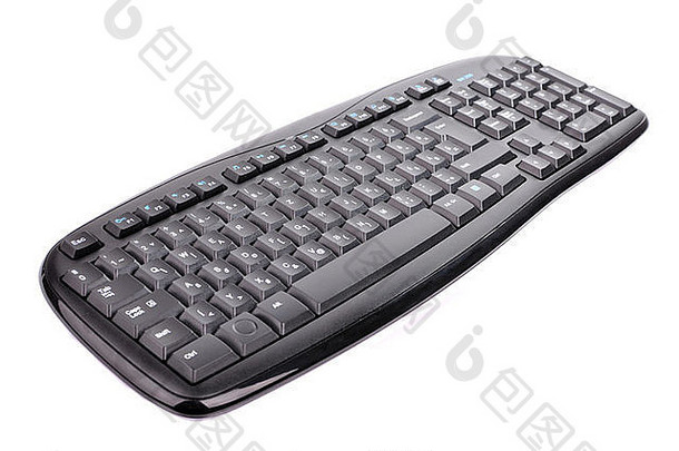黑色的无线电脑键盘孤立的白色