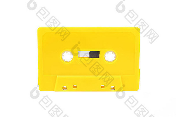 黄色的音频盒式磁带磁带