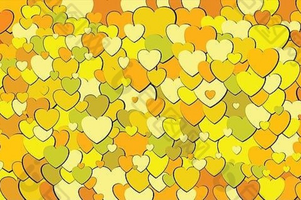 摘要背景黄色的心插图阴影黄色的心背景
