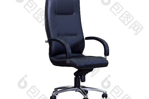 现代办公室椅子黑色的皮革孤立的