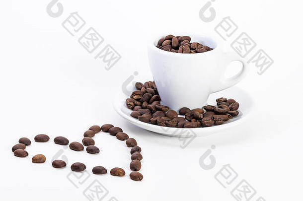 咖啡豆子咖啡表示杯情人节一天