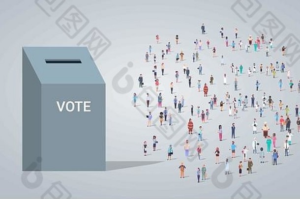人集团投票盒子选举一天投票概念占领员工混合比赛工人人群投票水平完整的长度平