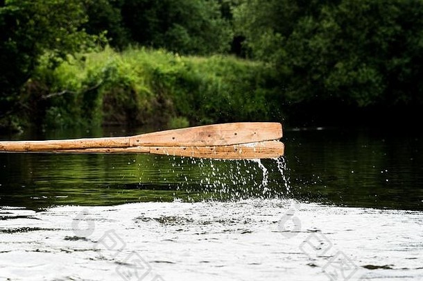 划船旅行副本德拉卡特写镜头木古董桨滴水运动