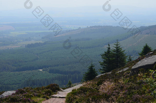 全景的观点峰会本纳奇著名的山阿伯丁郡苏格兰