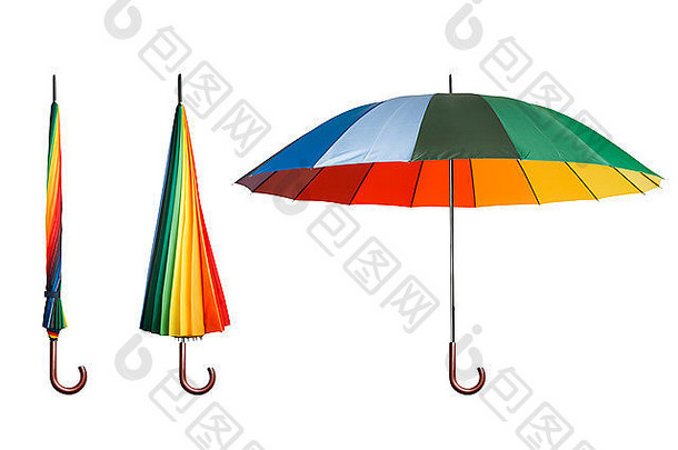 集色彩斑斓的雨伞