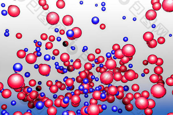 红色的蓝色的三维球体摘要呈现