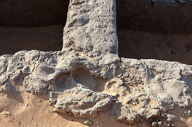 关闭足迹烤泥泥砖墓王杰尔王朝阿比多斯中间埃及