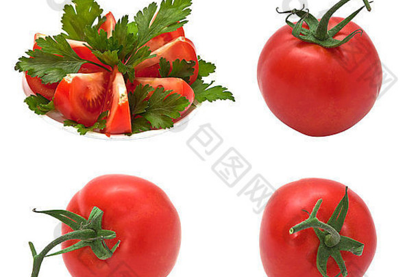 新鲜的成熟的西红柿孤立的白色背景