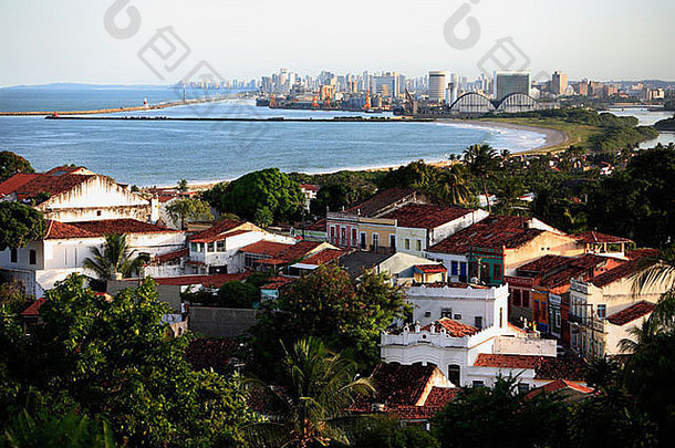 街空中视图奥琳达累西腓背景伯南布哥状态巴西