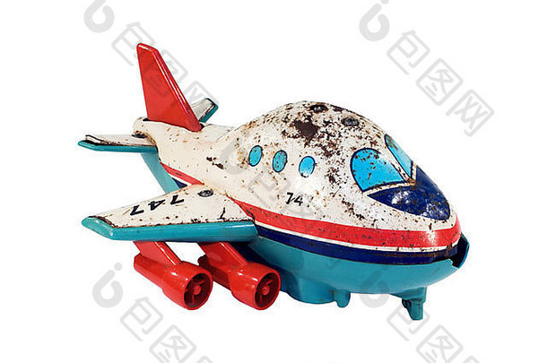 生锈的锡玩具巨型飞机