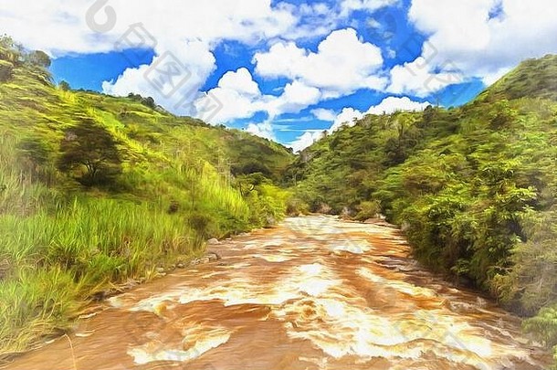 马格达莱纳河色彩斑斓<strong>的绘画</strong>图片哥伦比亚