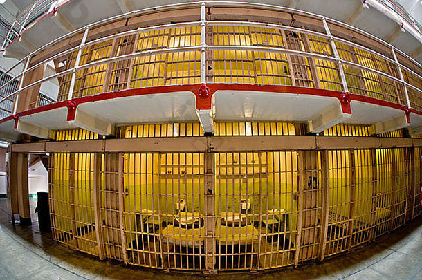 第三监狱阿尔卡特拉斯岛联邦监狱三旧金山湾拍摄鱼眼镜头