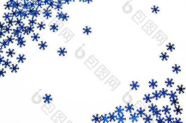 圣诞节背景蓝色的星星白色空白