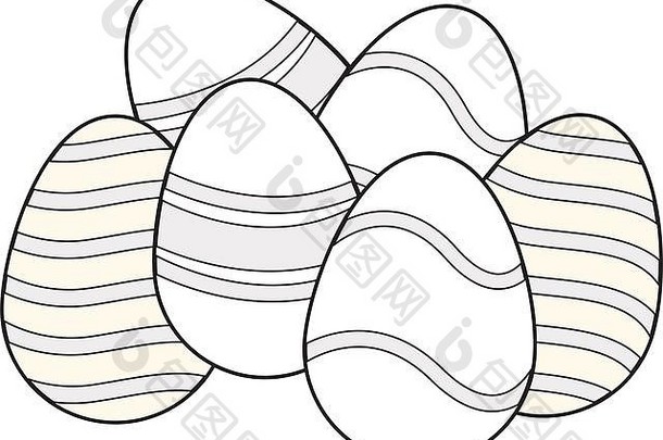 复活节鸡蛋色彩斑斓的画黑色的白色