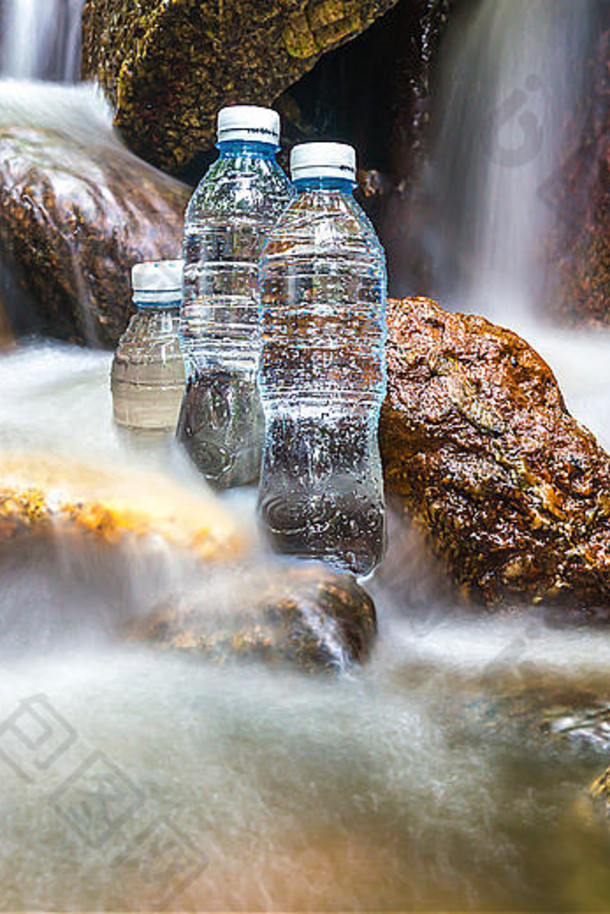 矿物瓶水流木森林