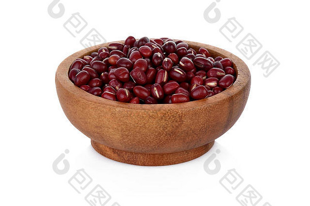 富含蛋白质豆子红木豆子红色的豆子木碗白色背景