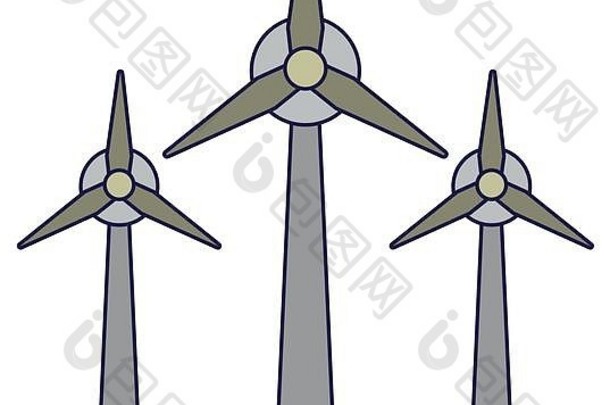 风涡轮机风积的能源象征