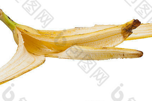 成熟的香蕉皮孤立的白色背景