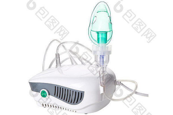 医疗设备吸入呼吸面具喷雾器孤立的白色背景呼吸医学哮喘呼吸治疗兄弟