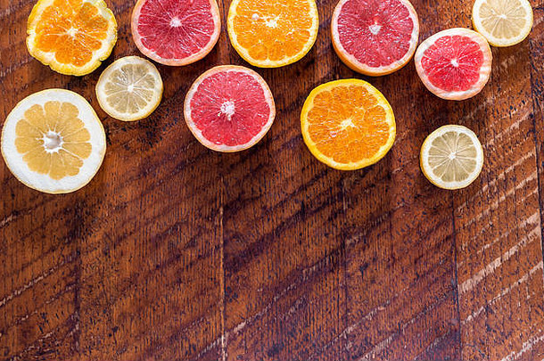 切片柠檬橙色朋克葡萄柚木表格复制空间