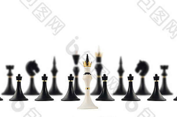 白色国际象棋王相反黑色的